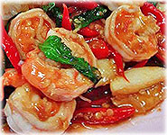 Thai Recipes : Fried Shrimp with Basil Leaves
