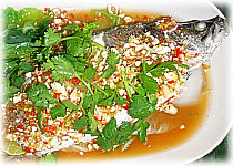 Thai Recipes : Steamed Fish with lime, garlic and chili sauce