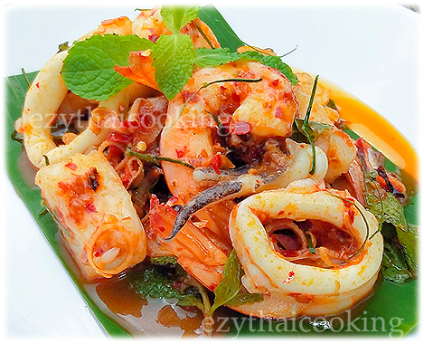  Thai Food Recipe | Thai Spicy Seafood Salad with Herbs