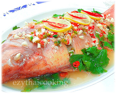  สูตรอาหารไทย : ปลานึ่งพริกมะนาว